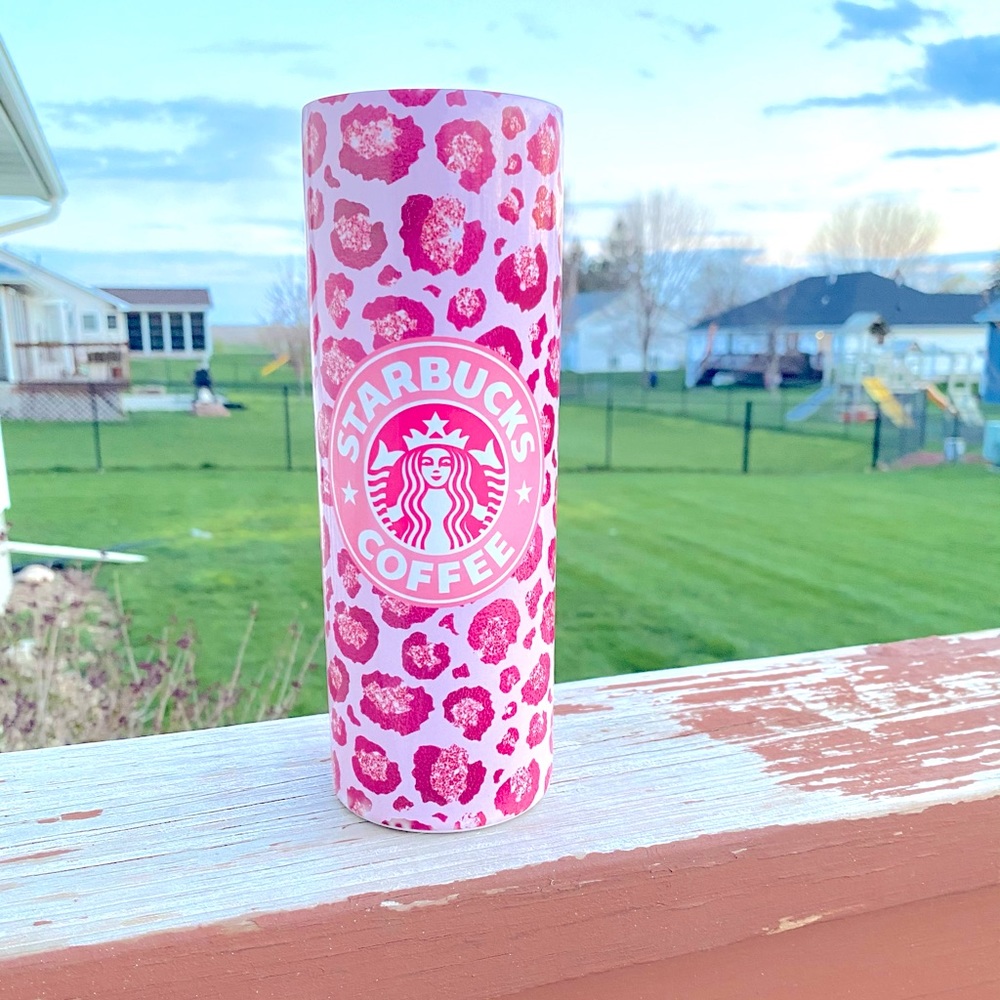 Starbucks skinny leopard tumbler, stainless steel